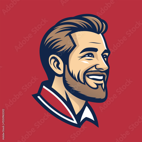 Vector Illustration of Male Head Mascot – Bold Character Logo Design Featuring Strong Man Face in Modern Style – Perfect for Sports Teams, Gaming, Branding, or Esports Logos

