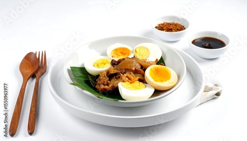 Indonesian Egg Dish with Spices, and Side Dishes.