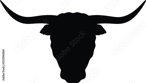 highland cow head silhouette, bull head black vector