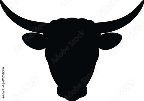 highland cow head silhouette, bull head black vector