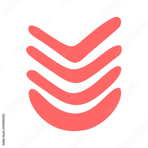 Red Chevron Arrow Icon in Hand-Drawn Minimalist Style Vector Illustration