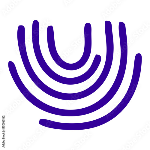 Bold Purple Semi-Circle Abstract Shape with Layered Lines in Vector Style