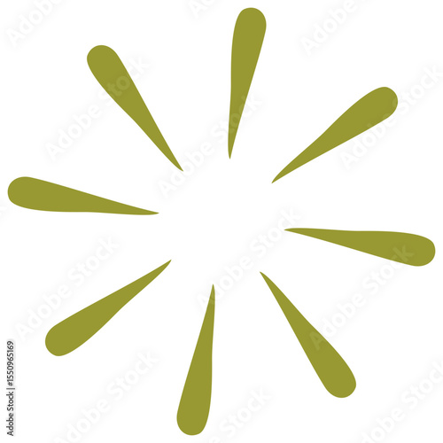 Green Abstract Starburst Shape with Radiating Petals in Minimal Vector Design