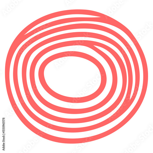 Red Circular Doodle in Handdrawn Spiral Style with Minimalist Vector Design