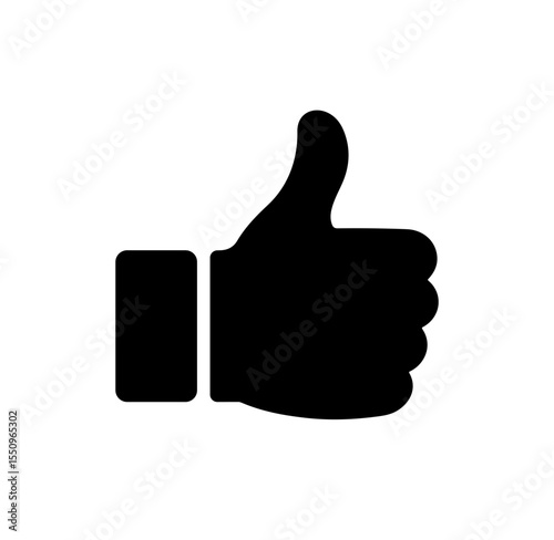 Simple and minimalist icon of a hand with a thumbs-up and social media like count