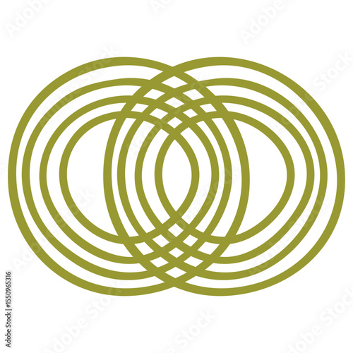 Olive Green Interlocking Circle Pattern in Geometric Abstract Vector Style