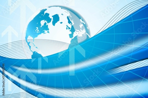Global business graphic in blue