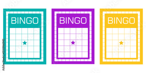 Empty gambling card set for bingo and lotto games. Blank betting ticket templates without numbers. Keno game sheets for casino illustrations, lucky draw themes and entertainment visuals.