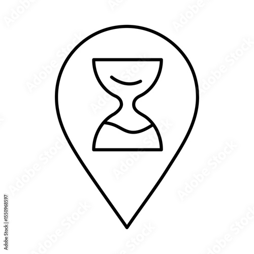 Time Zone Pointer Line Icon. Editable Stroke. Pin, Navigation, Direction, Marker Icons Vector Illustration