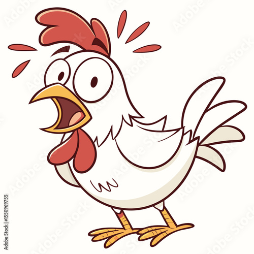 Cute and Clumsy Chicken Vector – Whimsical Bird Art |Comical Chicken Pecking – Farm Animal Clipart | Funny Hen and Rooster – Cartoon Poultry Vector