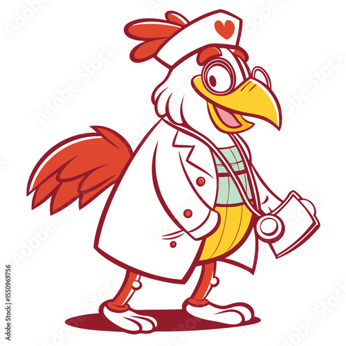 Cute and Clumsy Chicken Vector – Whimsical Bird Art |Comical Chicken Pecking – Farm Animal Clipart | Funny Hen and Rooster – Cartoon Poultry Vector