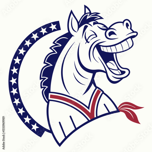 Funny Horse Vector – Cute Cartoon Farm Animal Illustration | Smiling Horse Character – Playful Stable Animal Drawing | Silly Horse with Big Teeth – Comical Vector Clipart