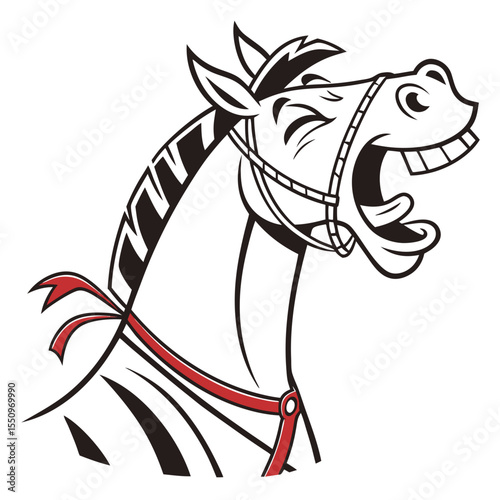 Funny Horse Vector – Cute Cartoon Farm Animal Illustration | Smiling Horse Character – Playful Stable Animal Drawing | Silly Horse with Big Teeth – Comical Vector Clipart