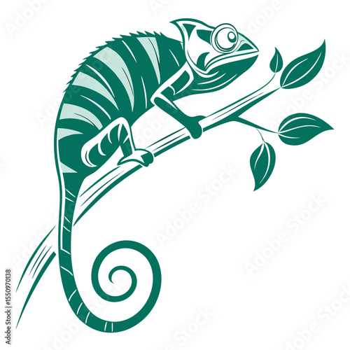 Funny Chameleon Vector – Cute Cartoon Lizard Illustration | Goofy Chameleon Character – Playful Jungle Reptile Art | Smiling Chameleon Vector – Adorable Color-Changing Lizard