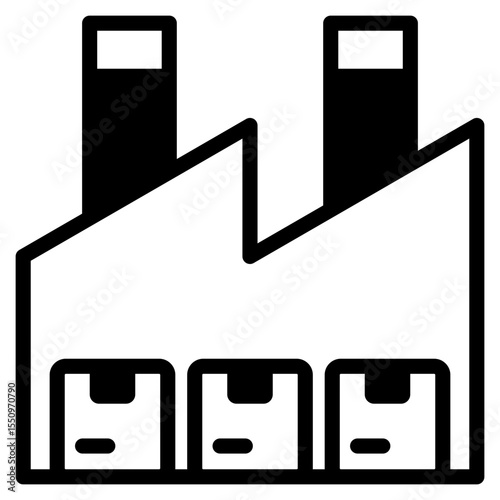 Factory outline mixed icon