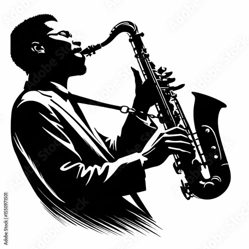 silhouette of a man playing a saxophone