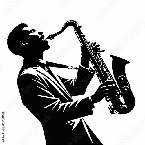 silhouette of a man playing a saxophone