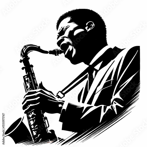 silhouette of a man playing a saxophone