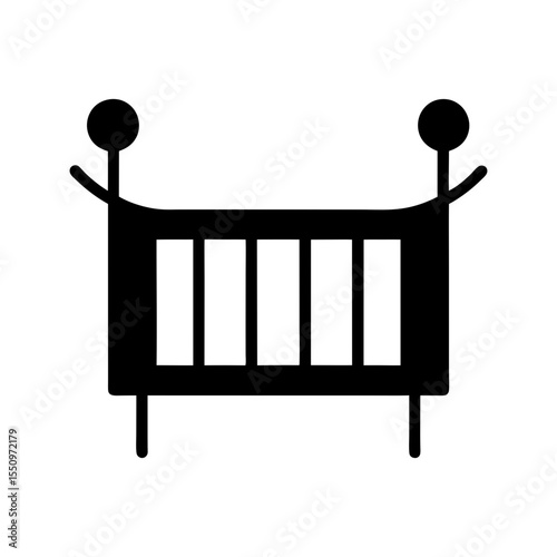 Baby crib icon minimalist logo with white background for infant furniture and decor