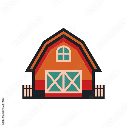 Farm barn vector illustration with wooden architecture