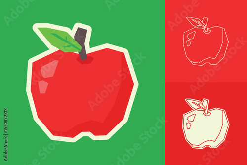 Apple Sticker Set with Cutout Style