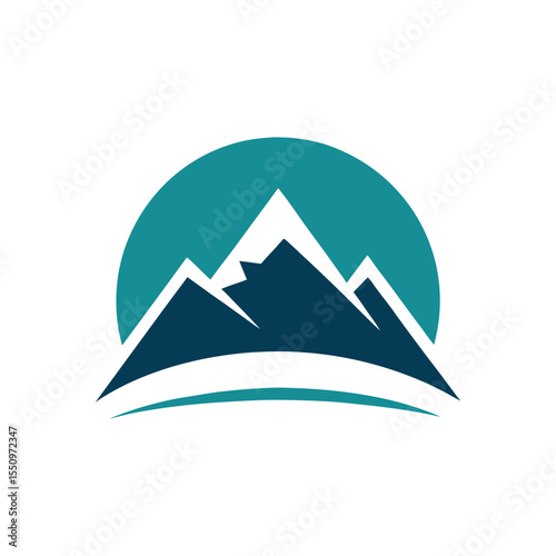 Minimalist nature mountain icon logo with white background for hiking and adventure