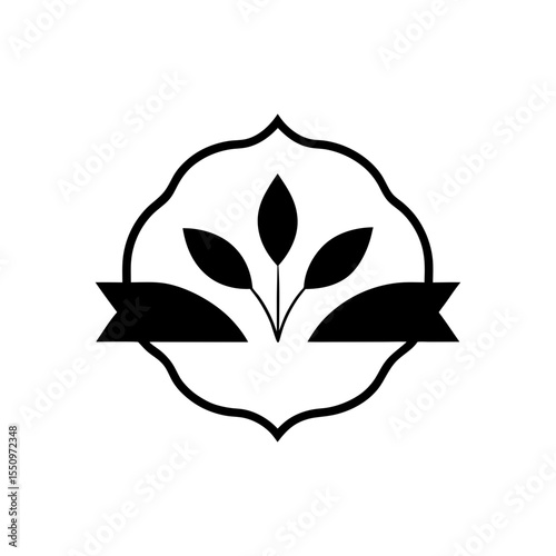 Minimalist organic label icon logo with white background for healthy product branding