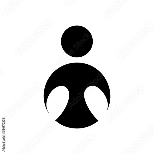 Person meditating icon minimalist logo with white background for relaxation and calm