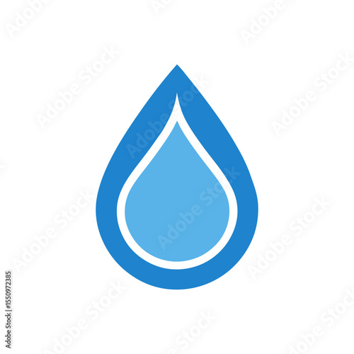Water drop icon minimalist logo with white background for clean water conservation