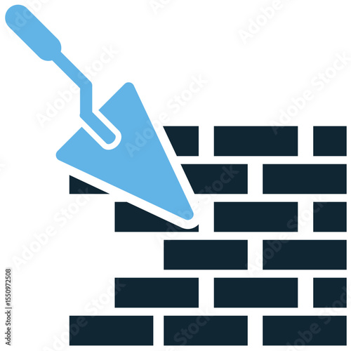 Build wall icon vector, depicting the process of constructing a barrier or structure with bricks. Perfect for masonry, construction, home improvement, foundation work, and building strength.