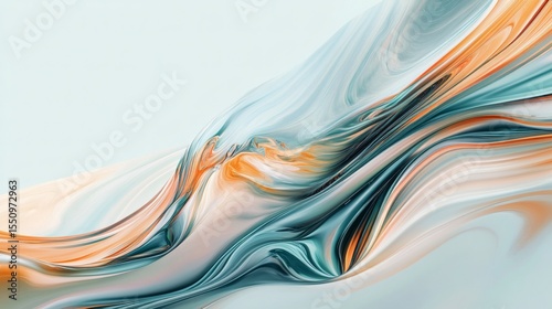 Soft Abstract Swirl with Orange and Aqua Hues background,generative Ai