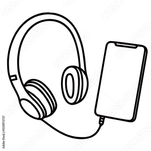 Headset silhouette image on white background
