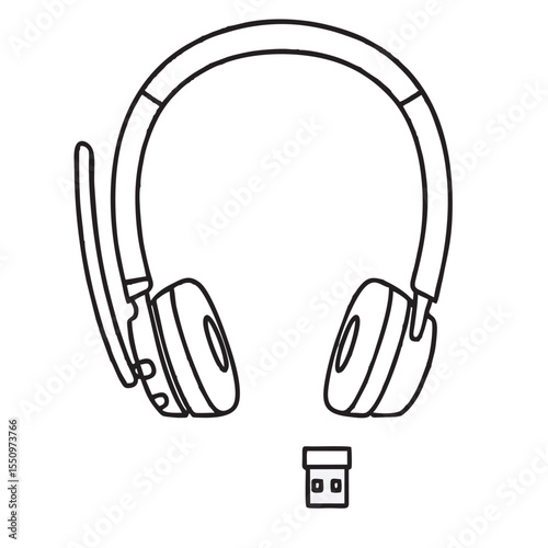 Headset silhouette image on white background
