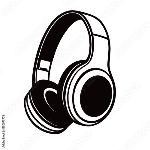 Headset silhouette image on white background