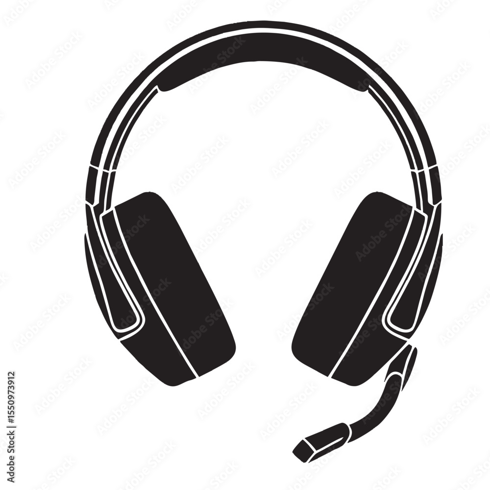 Obraz premium Headset silhouette image on white background