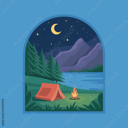 Campfire Glow at Lakeside