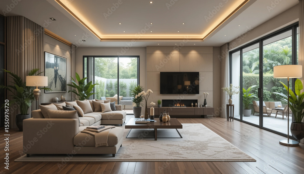 Fototapeta premium Modern office interior room reception concept with furniture generative AI
