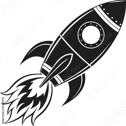 Retro Rocket Vector Illustration – Vintage Spacecraft Graphic Design