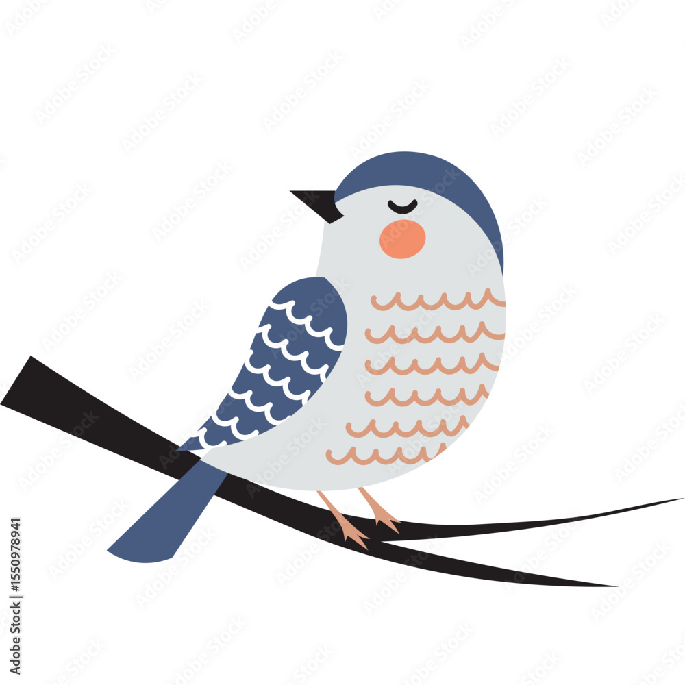 Fototapeta premium bird on branch vector icon isolated on white