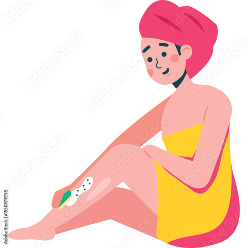woman in towel removing leg hair vector female beauty icon isolated on white