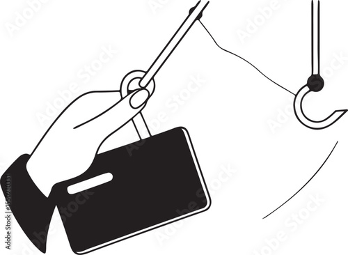 Hand holding a mobile tablet computer with a blank screen, a vector illustration of business technology design