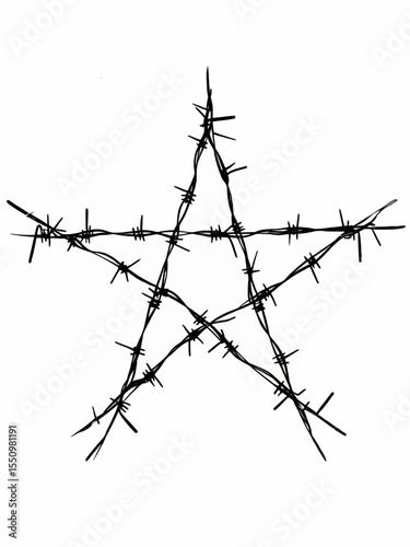 David made from barbed wire , hexagram star-shape Vector design