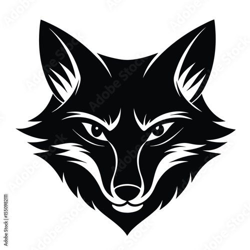 fox fierce face silhouette vector on white 