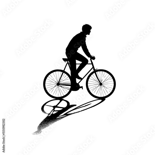 Silhouette of Cyclist: A Black and White Cycling Illustration