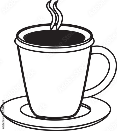 Coffee Cup: Steaming hot coffee cup on a saucer, illustrating the warmth and comfort of a perfect beverage.
