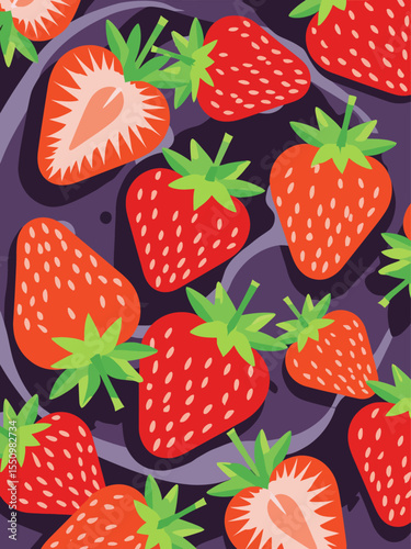 Freshly harvested strawberries in a vibrant pool of water