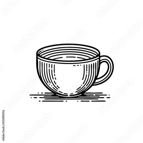 Aromatic Coffee Cup: Vintage Line Art Design