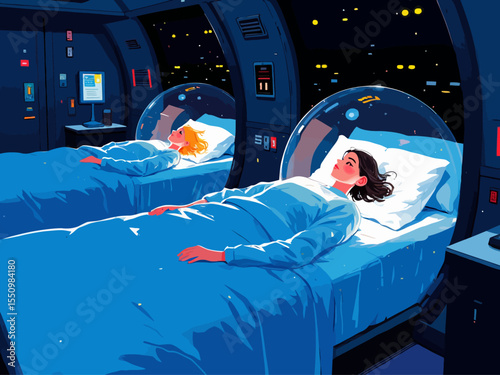  he waking investigators each find themselves in a narrow, futuristic-looking bed, covered with an opaque plastic lid
