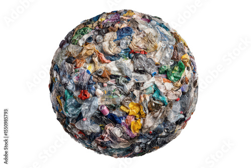 Globe-shaped mound of assorted waste