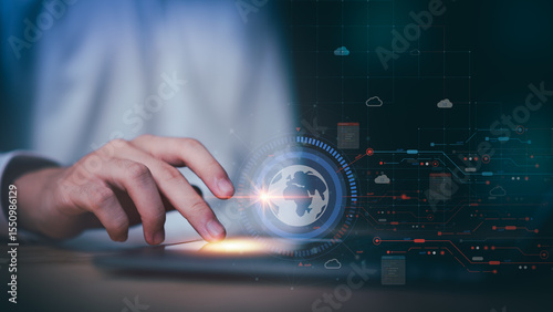 cloud computing backup technology concept ,Access to server communication services ,database connection with modern hardware and software ,interface for uploading and downloading data